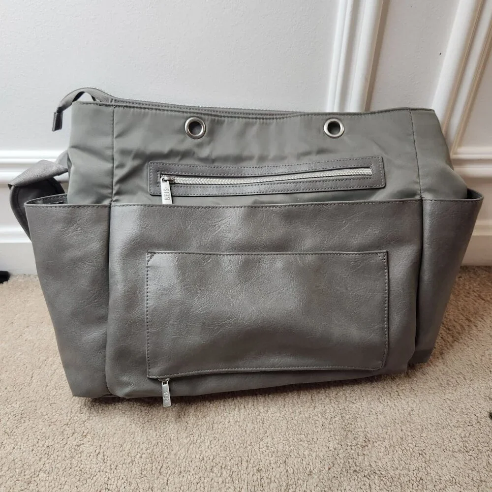 Beis The Diaper Bag Grey Tote Bag Pockets Shoulder Strap Crossbody Large